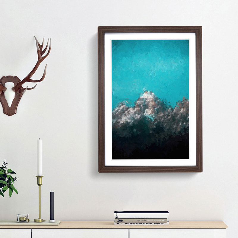 Mountain Peak in Wyoming in Abstract - Picture Frame Painting Print, Walnut Framed, 48cm H x 36cm W x 2cm D
