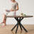 47.2" Solid Wood Round Dining Table with Intersecting X-Shaped Pedestal Base-1801709997