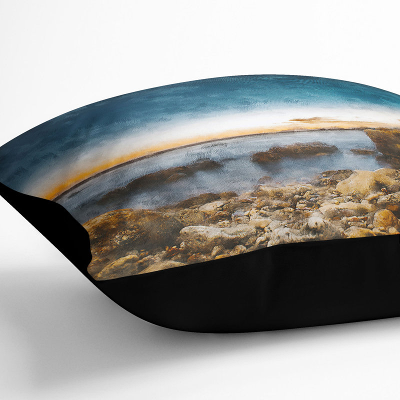 Ocean View Cushion with Filling, 55cm H x 55cm W x 20cm D, Black