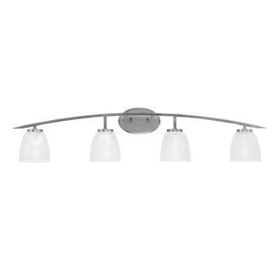 Kurve 4 Light Bath Bar With 5" Clear Ribbed Glass