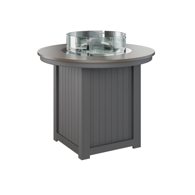 Foyer de table rond à hauteur de comptoir de 44 po Berlin Gardens Donoma, Hammered Top Bronze with Smoke Grey Base