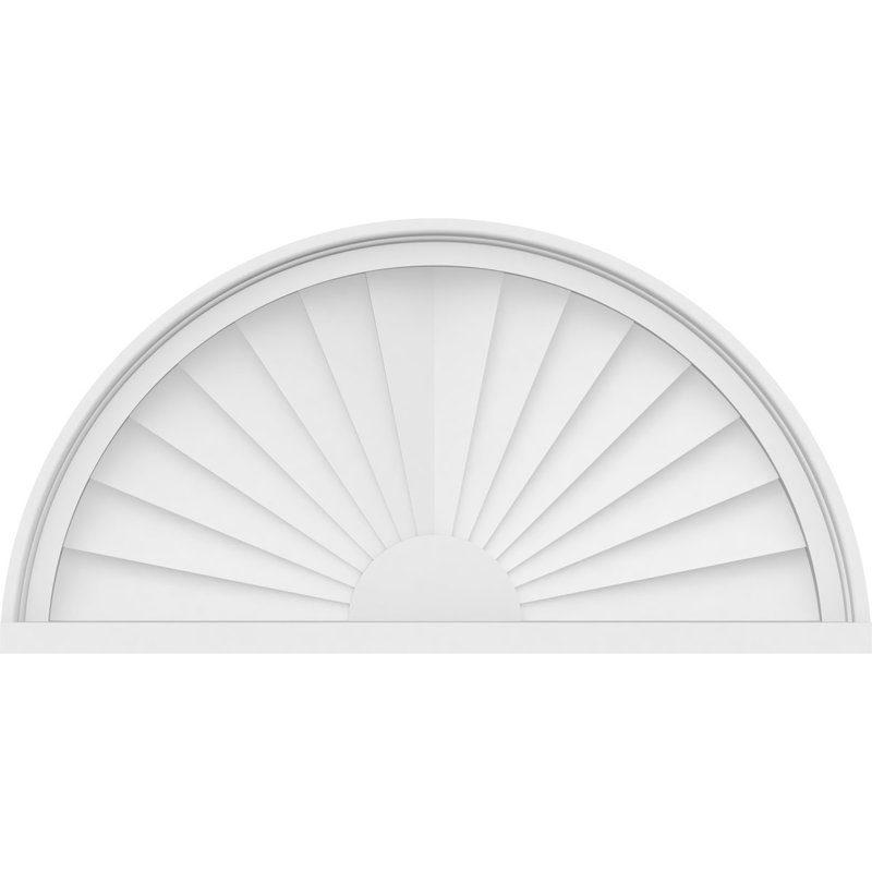 Demi-cercle à fronton en PVC de qualité architecturale Sunburst, H 14 po x l 28 po x P 2 po