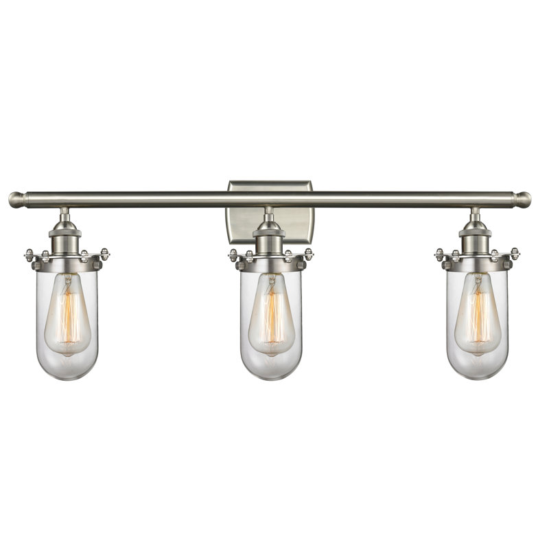 Éclairage pour salle de bain 3 lumières Calixta, Transparent, DEL, Nickel satiné brossé