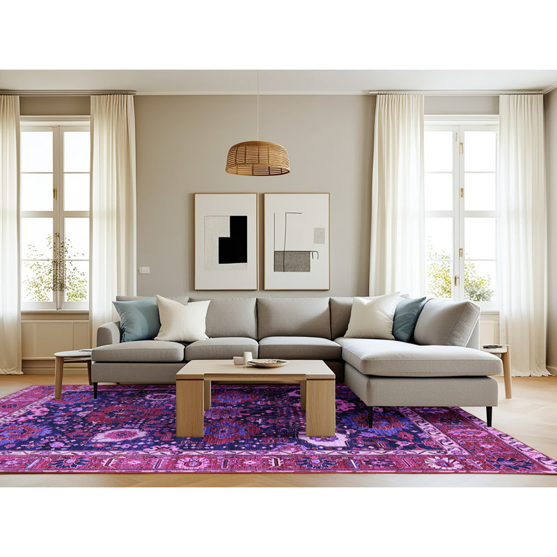 Tapis mauve Mid-Century 1797, Rectangle 8 pi x 12 pi