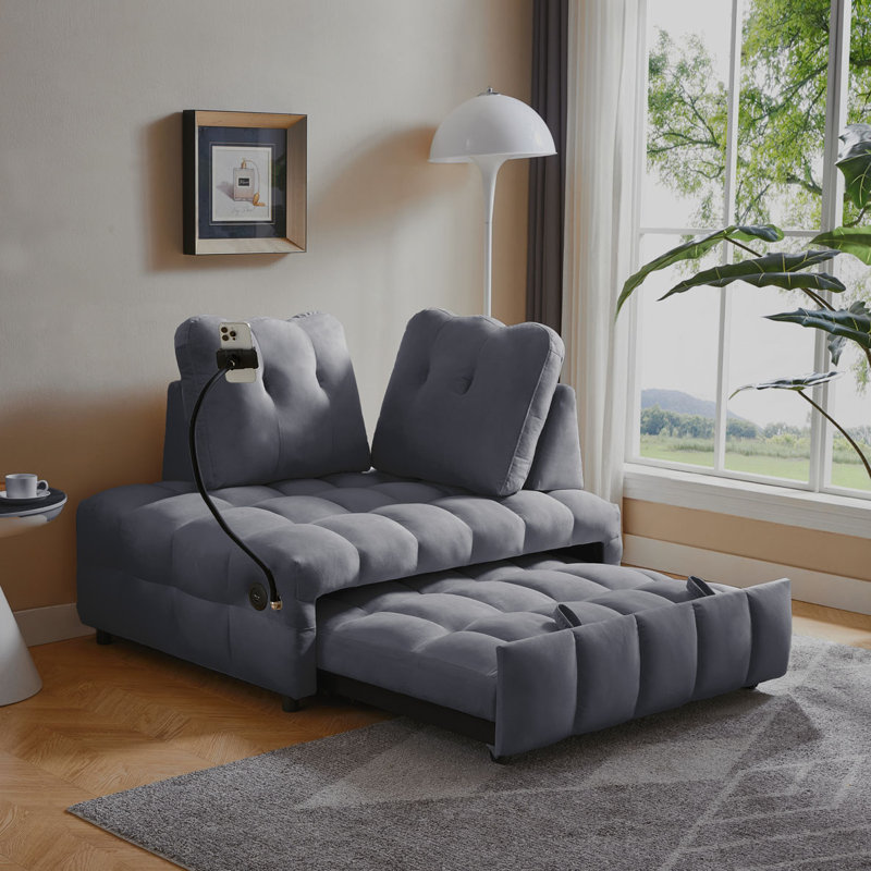 Canapé-lit escamotable, Velours gris velours