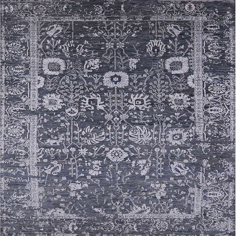 Tapis 100% moderne 2573 de style Mid-Century lavable à la machine, Carré 6 pi