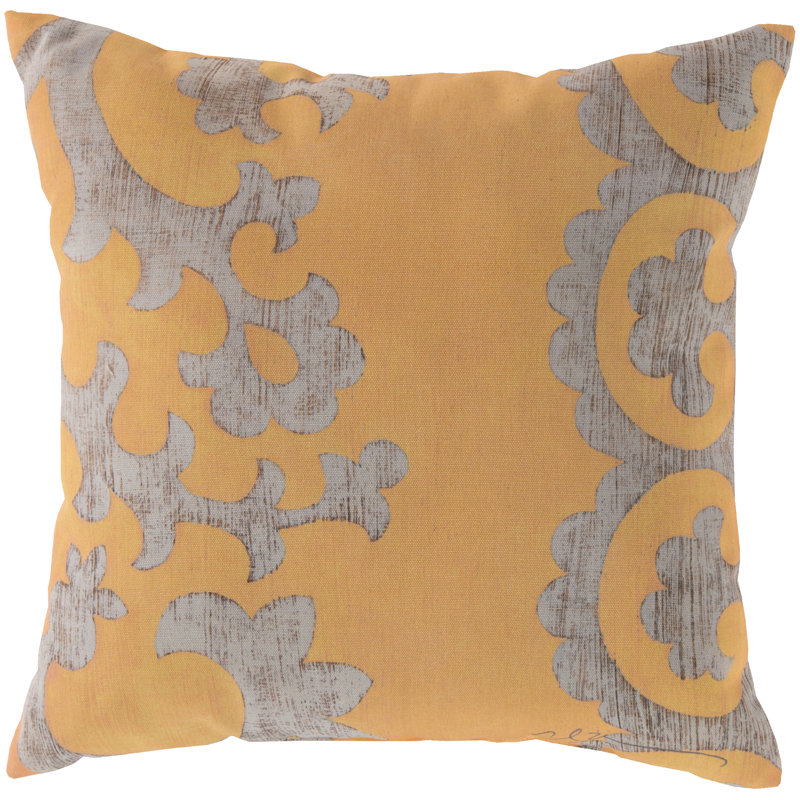 Damask Outdoor Throw Pillow, 18", Orange