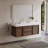 48" Wall-Mounted Bathroom Vanity with Undermount Bathroom Ceramic Sink, Brown Wood Texture with Sintered Stone Table top-843688745-843688751
