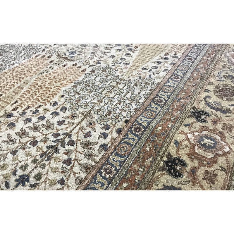 Tapis gris de haute qualité noué à la main
