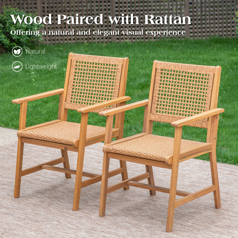 Eldonna Acacia Patio Dining Set with Rectangular Table, 8