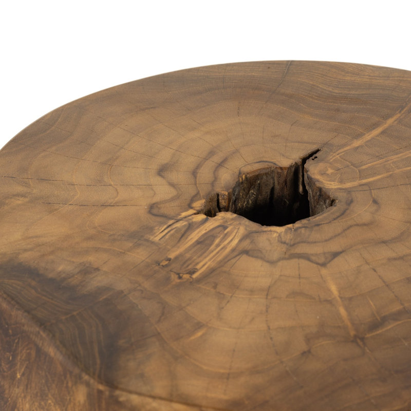Round Teak Solid Wood Outdoor Side Table , 11.75 " W 11.75 " D