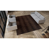 Brown Modern Wool Silk Blend Rug - 9'2" x 11'