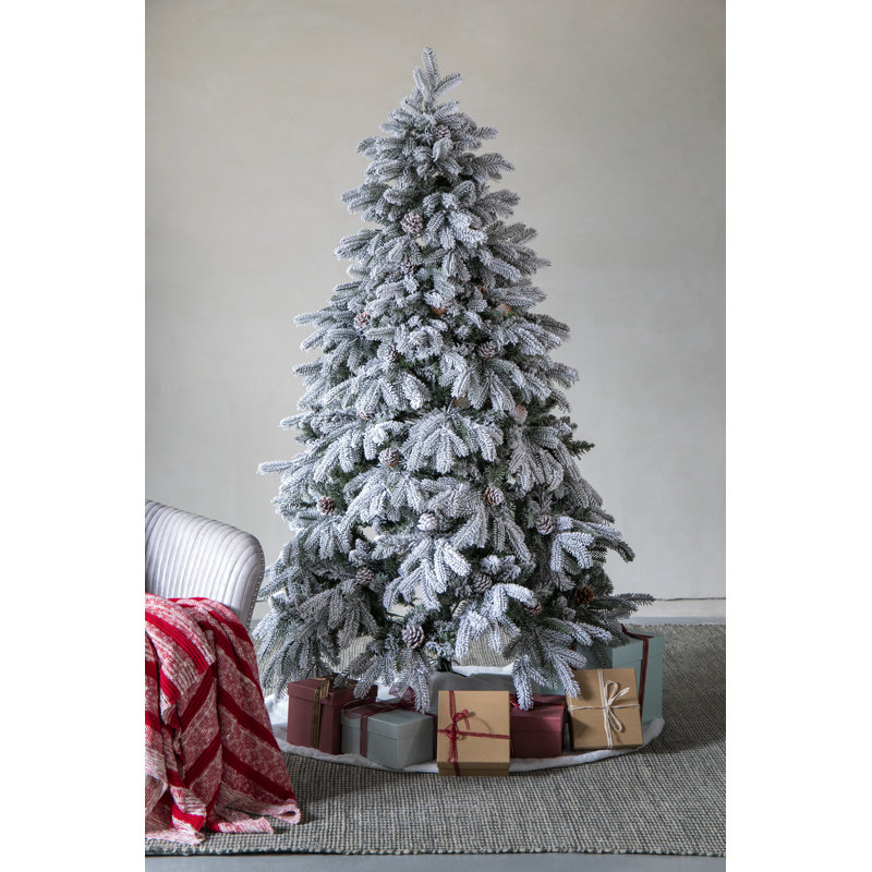 6' Snow Flocked Pine Christmas Tree with Warm White LED Lights