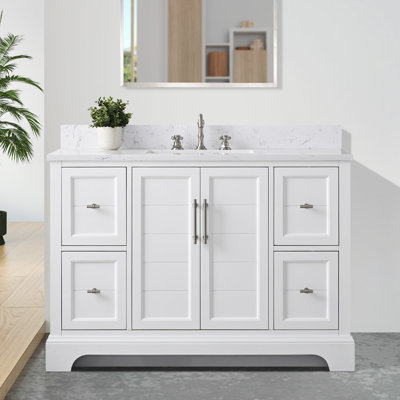 Ensemble de meuble-lavabo autoportant simple 48 po avec plateau en marbre Vannes