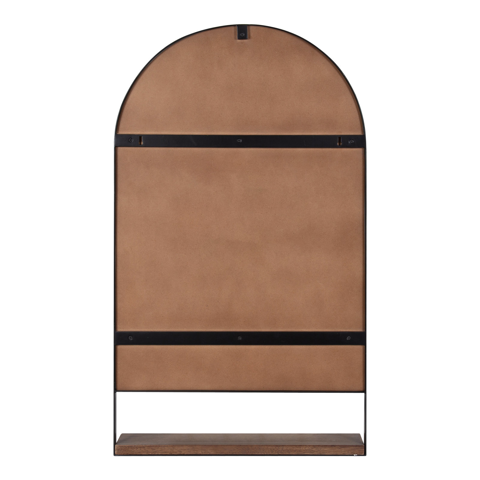 Cielo Arch Mirror with Shelves, 34" x 20", Black/Natural