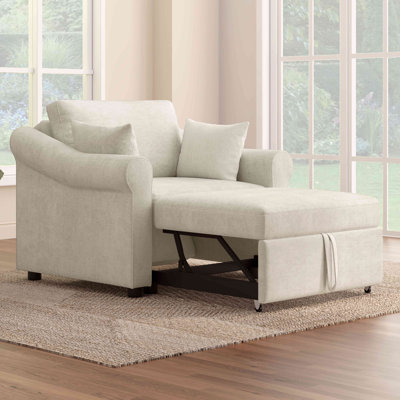 Fauteuil convertible en chenille avec dossier réglable, chaise longue 3 en 1 se transformant en lit, lit simple