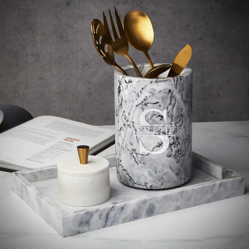 Engraved White Marble Wine Bottle Chiller, Yes