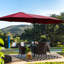Parasol de patio extérieur double 15X9pi avec base - rouge. Très grand abat-jour pour la cour ou la piscine. Auvent, structure en acier, manivelle facile, piscine à évent, plage.