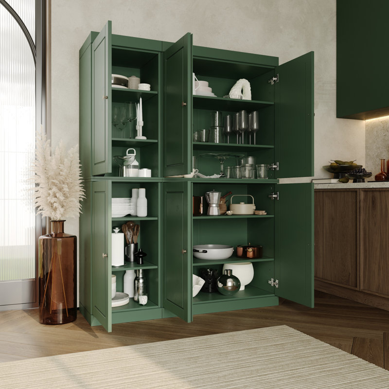 Grande armoire de cuisine Nicu 100% bois massif avec portes, tablettes réglables, armoire de rangement modulaire, l 48,5 po x H 71,5 po