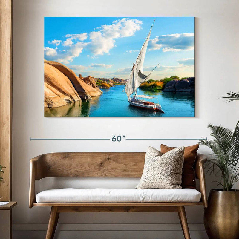 Meil River Nile Boat, H 34 po x l 51 po