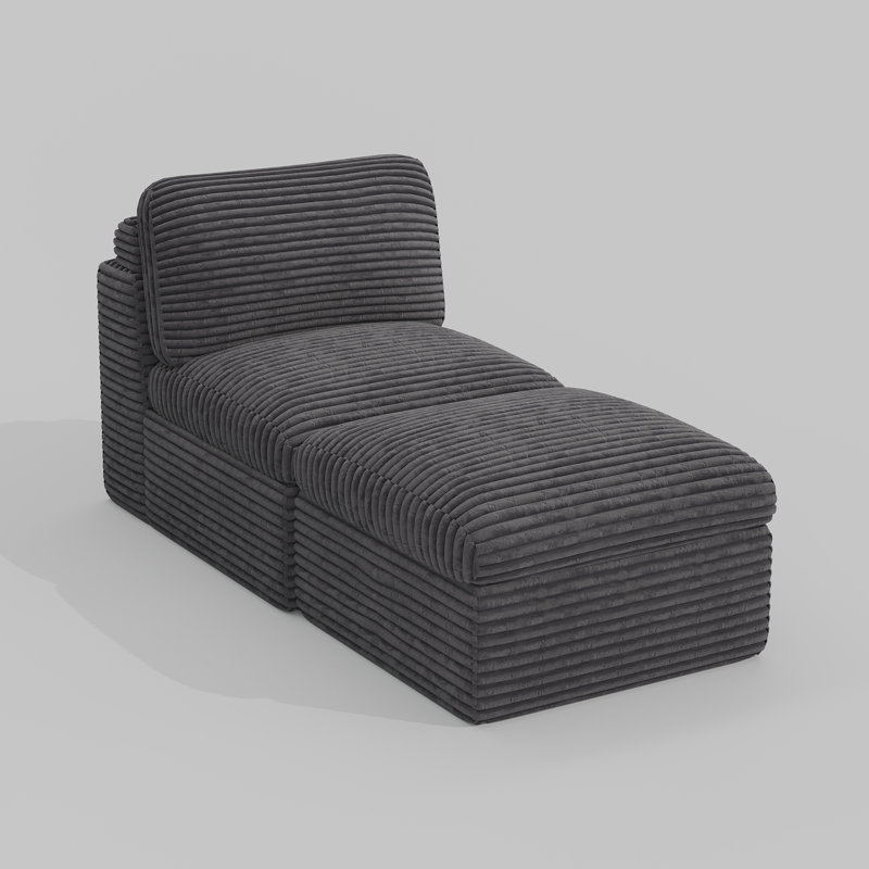 Siège large et moelleux en velours côtelé avec repose-pieds, Gris