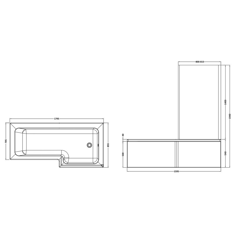 1800mm x 850mm Soaking Acrylic Bathtub