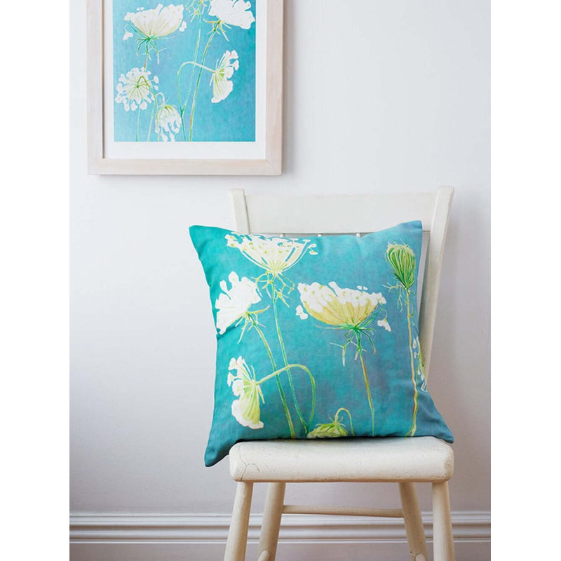 Queen Anne's Lace On Teal Painting by Jessica Hollander, 22" H x 17" W, Teal