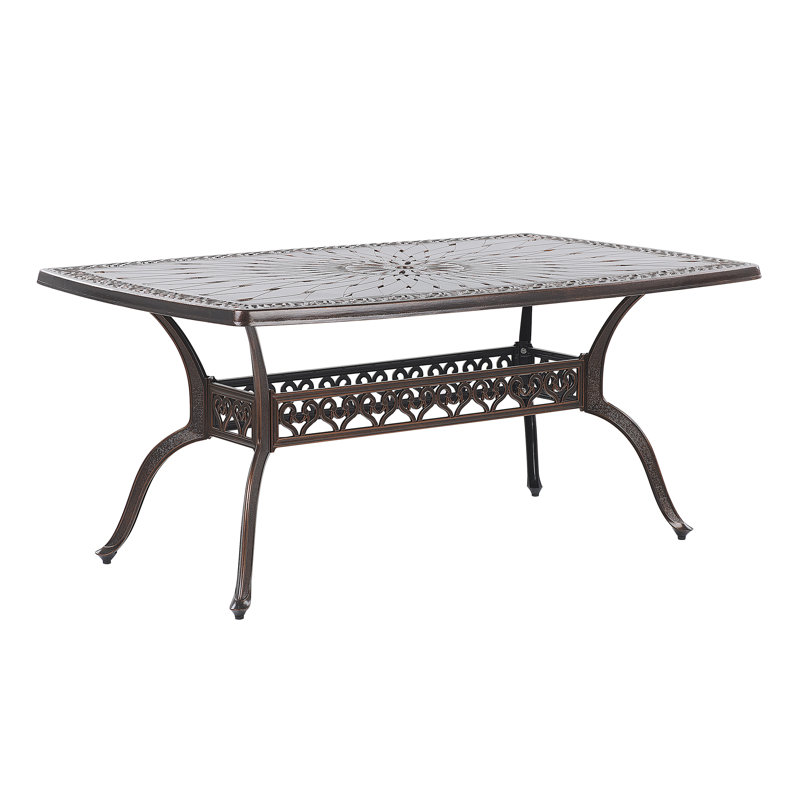 Fraley Rectangular Metal Outdoor Dining Table With Umbrella Hole , 165cm cm W 102cm cm D