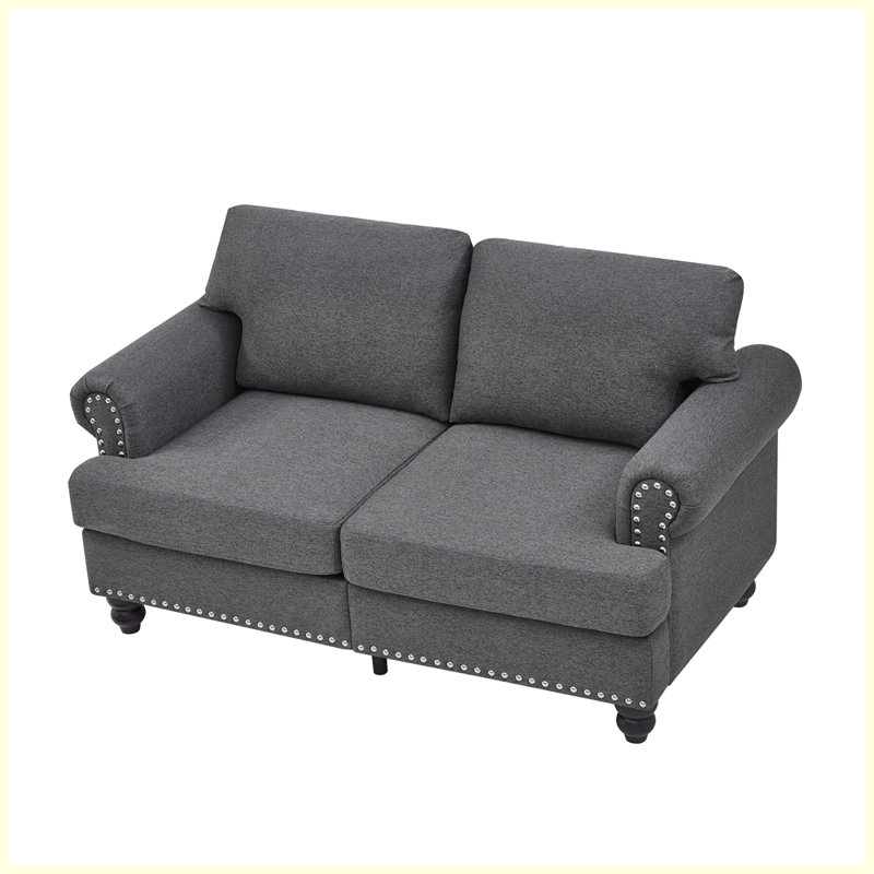 Canapé moderne avec accoudoirs et clous, Gris