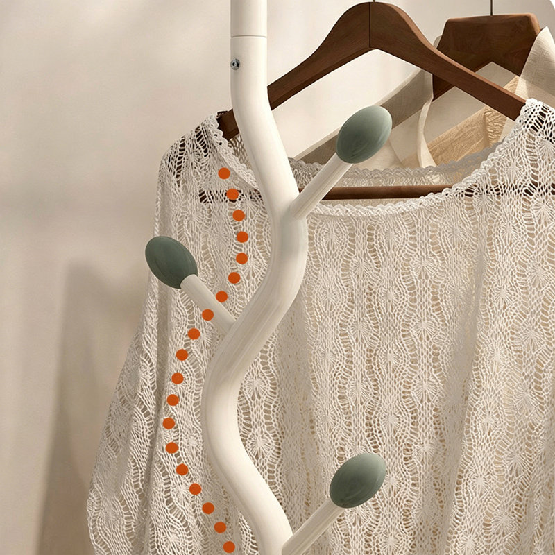 Modern Rolling Entryway Coat Rack, Cream