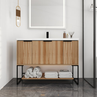 Meuble-lavabo autoportant de 48 pouces avec lavabo en résine
