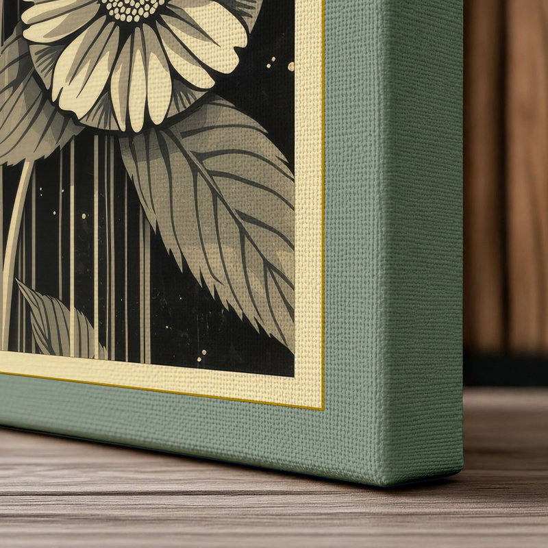 Daisy Study Botanical - Wrapped Canvas, 30x20 - 76.2 x 50.8 cm, Sage Border