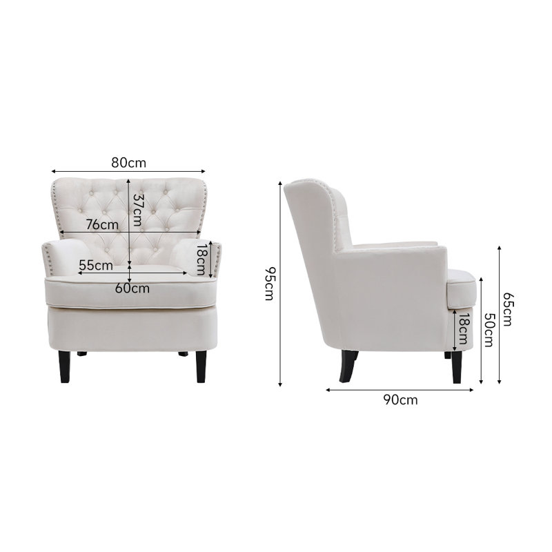Epp Velvet Armchair with Footstool, Beige