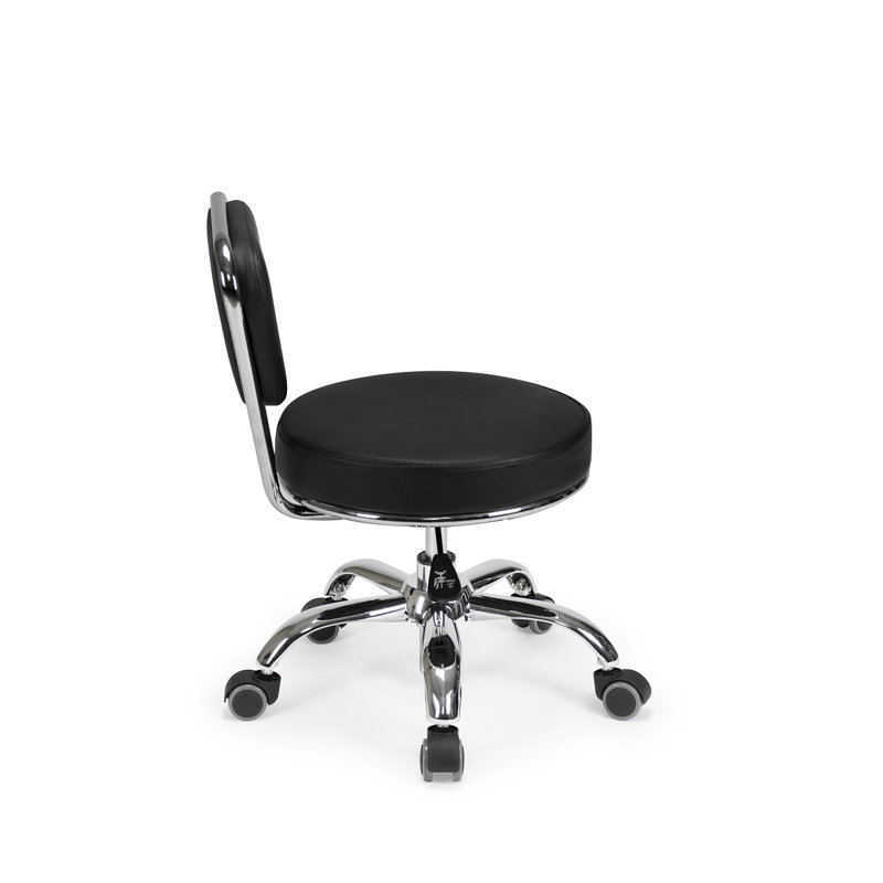 Dayton Backed Adjustable Height Ergonomic Lab Stool with Wheels, Black