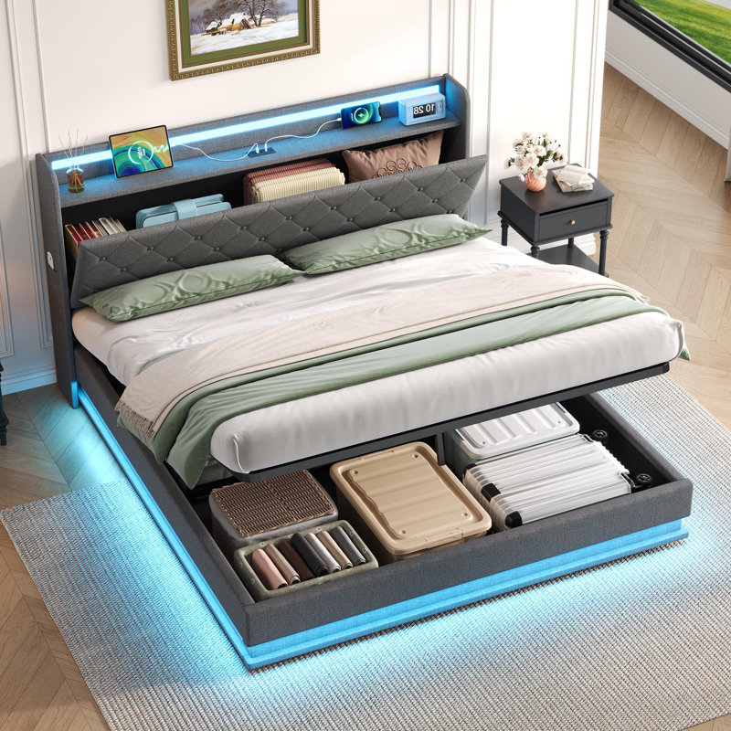Upholstered Ottoman Storage Bed, Double (4'6)