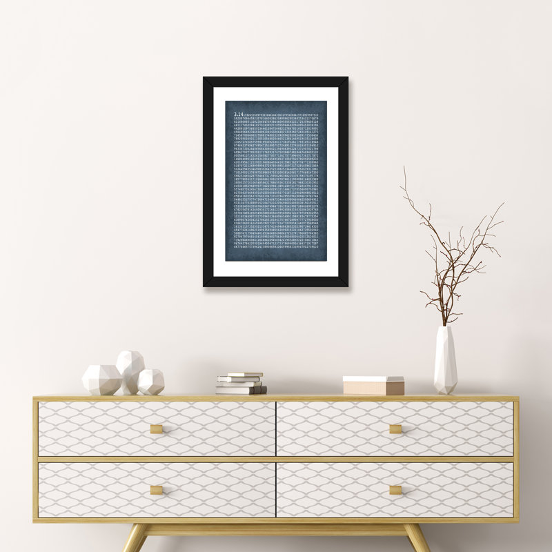 Pi à 2000 décimales - impression d'art textuel, Toile avec cadre noir, Blanc, H 24 po x l 16 po x P 1 po