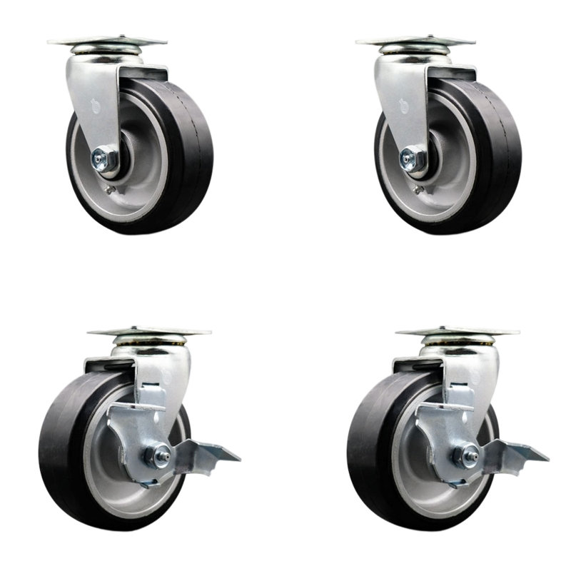 4-Piece Rubber and Aluminum Caster Set