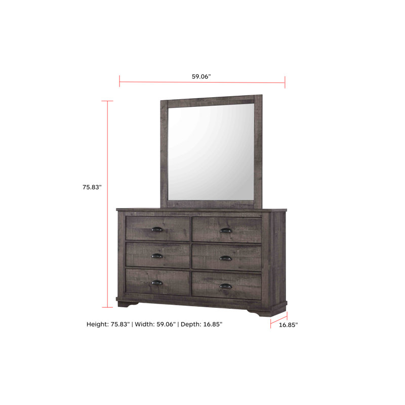Commode 6 tiroirs pour rangement latéral, Gris
