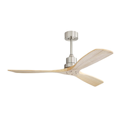 Ventilateur de plafond d'intérieur de 52 pouces avec moteur à courant continu réversible à pales en bois massif pour la chambre à coucher