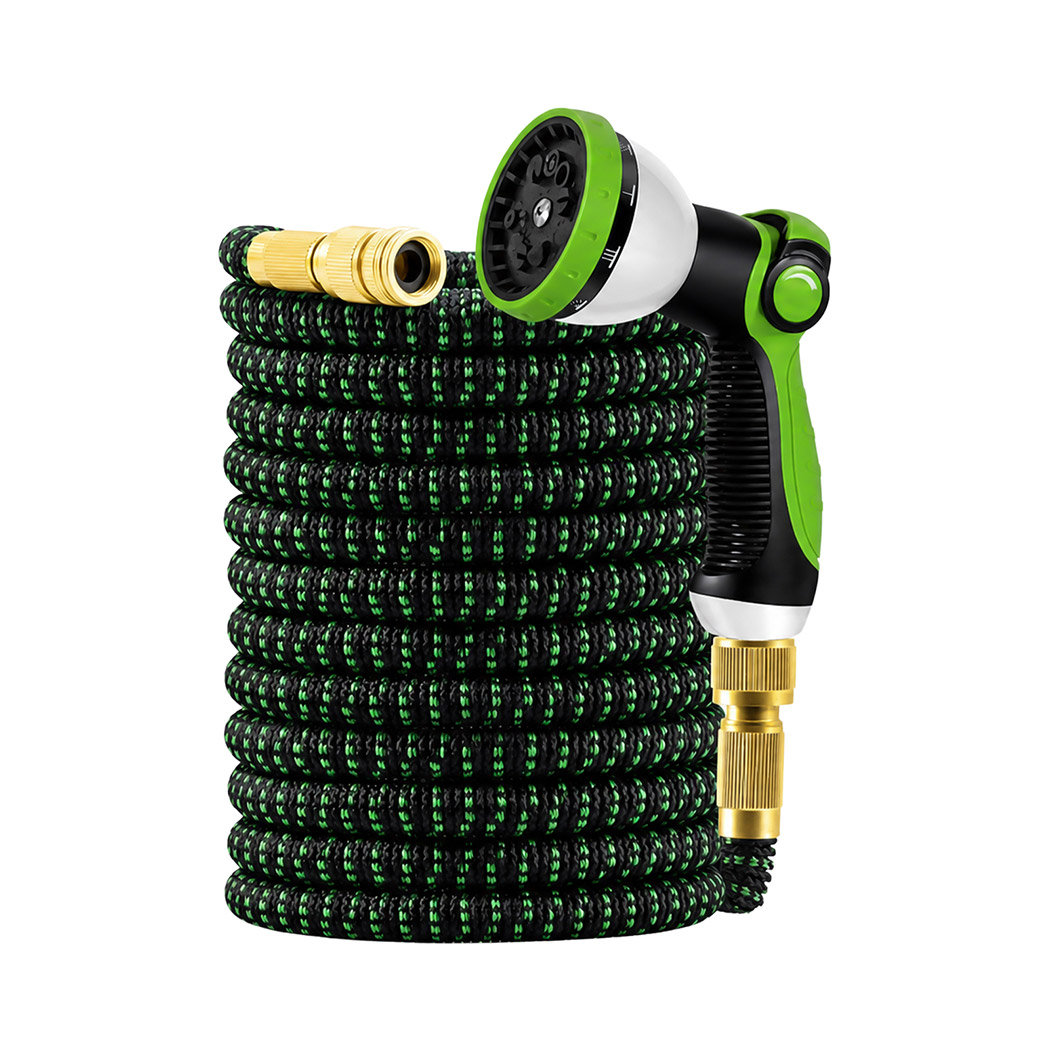 B&Q - Expandable Garden Hose 100Ft 10-Pattern Nozzle Kink-Free,green - Image 2