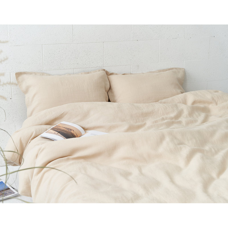 Blondena Solid Colour Duvet Cover Set with Pillowcases Included, King Duvet Cover + 2 Standard Pillowcases, Beige