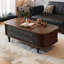 47.24"Modern Minimalist Solid Ash Wood Black-and-Brown Two-Tone Coffee Table