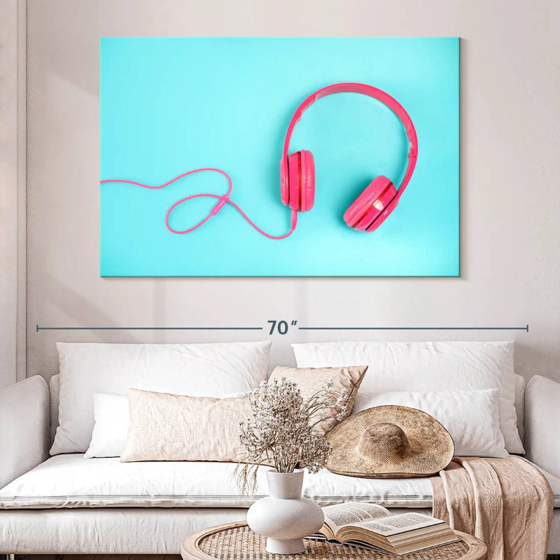 Abarca Pink Wired Headphones, 34" H x 51" W