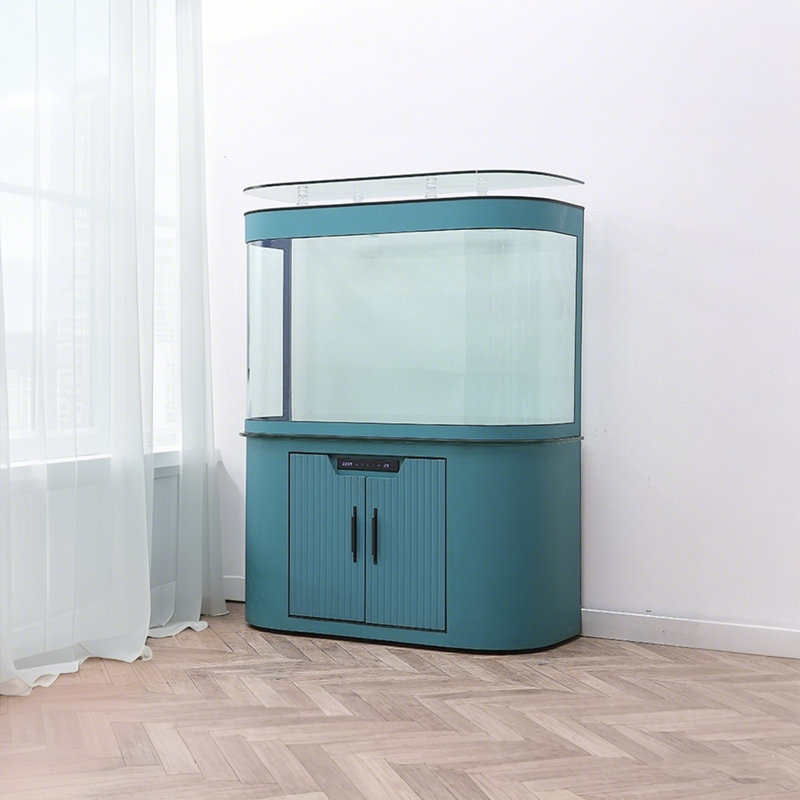 Grand aquarium en verre bleu 51,18 po avec cabinet de filtration inférieur, 62.2" H x 39.37" W x 15.75" D