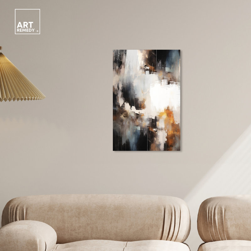 Abstract Waterfall Brown and White Canvas Wall Art, 24" x 16"