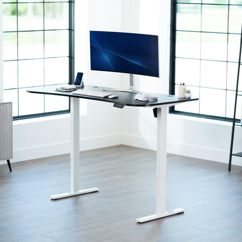 Electric 63" x 32" Stand Up Desk (DESK-KIT-1B1B Series), Black/White