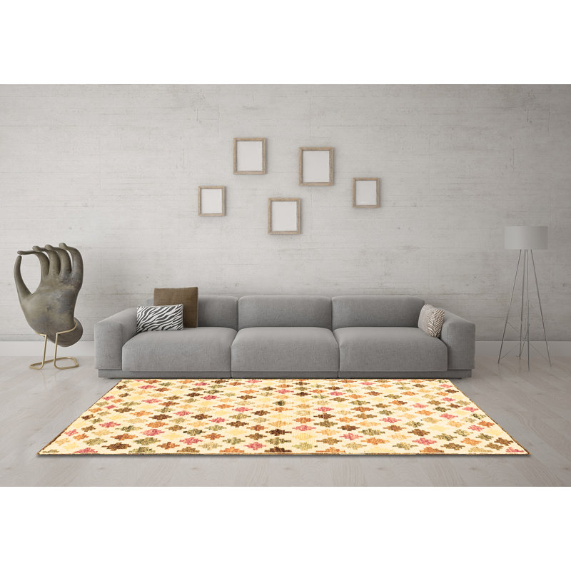 Tapis contemporains brun lavable à la machine 702, Carré 7 pi