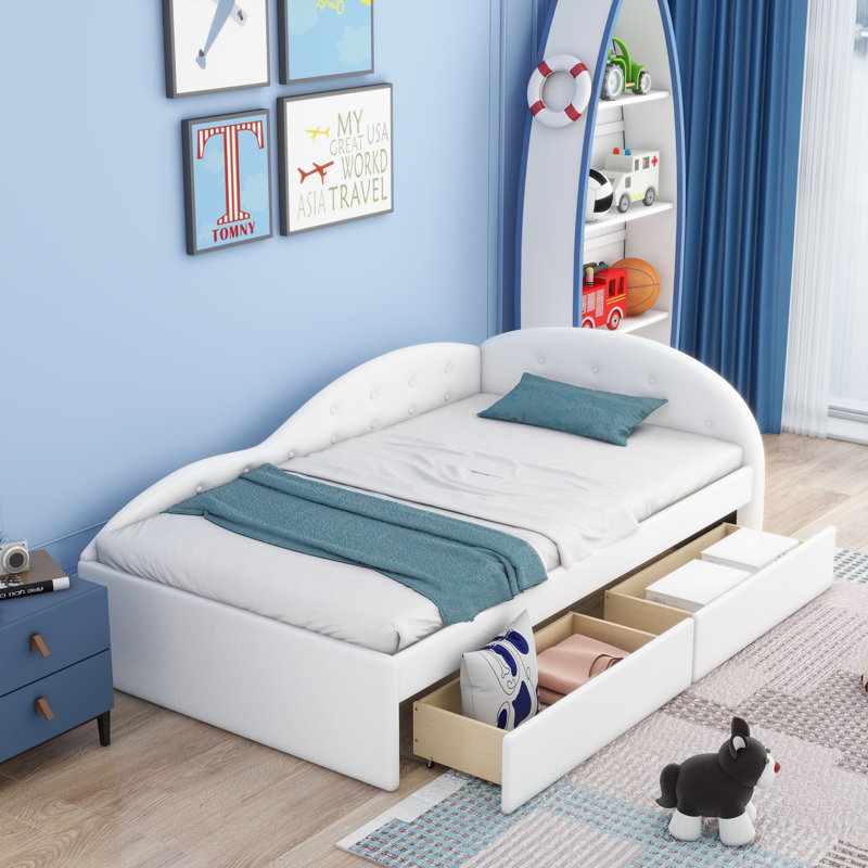 Lit de jour avec couchette Katusha, Simple, Blanc