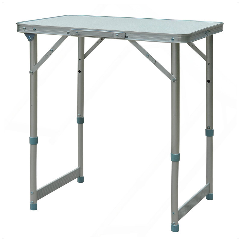Table de camping pliante Outsunny de 23 po avec hauteur réglable, table portable légère avec poignée de transport, table de camping pliante pour l'extérieur
