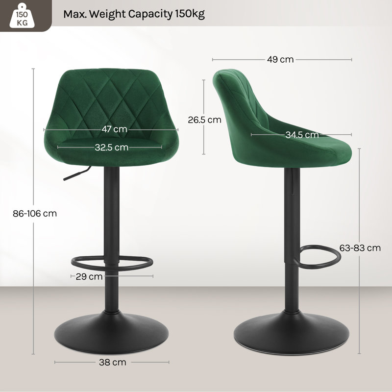 Swivel Yes Bar Stool with Steel Frame, Dark Green